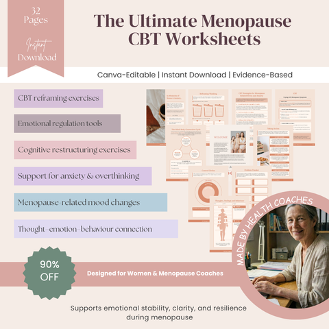 The Ultimate Menopause CBT Worksheets  32-Page Cognitive Behaviour Therapy Guide for Emotional Balance & Symptom Support