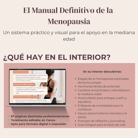 El Manual Definitivo de la Menopausia  Guía visual y holística de 67páginas para la fuerza, el equilibrio y la confianza en ti misma