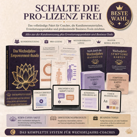Canva-Vault für Wechseljahre-Coaches – Kundenmaterialien, Social-Media-Inhalte & Lizenzoptionen
