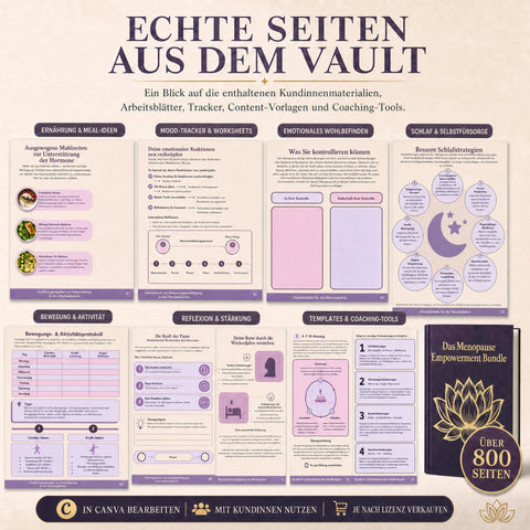 Canva-Vault für Wechseljahre-Coaches – Kundenmaterialien, Social-Media-Inhalte & Lizenzoptionen