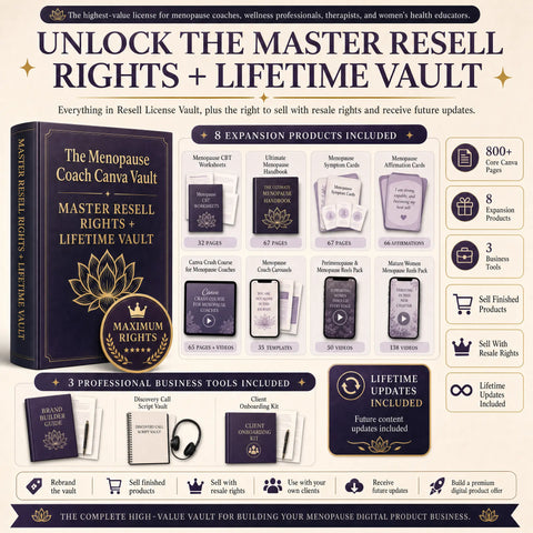 Menopause Coach Canva Vault — Client Resources, Social Content & License Options